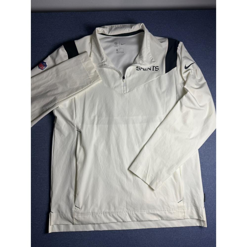 Nike New Orleans Saints NFL On-Field Quarter Zip Pullover White Mens Medium